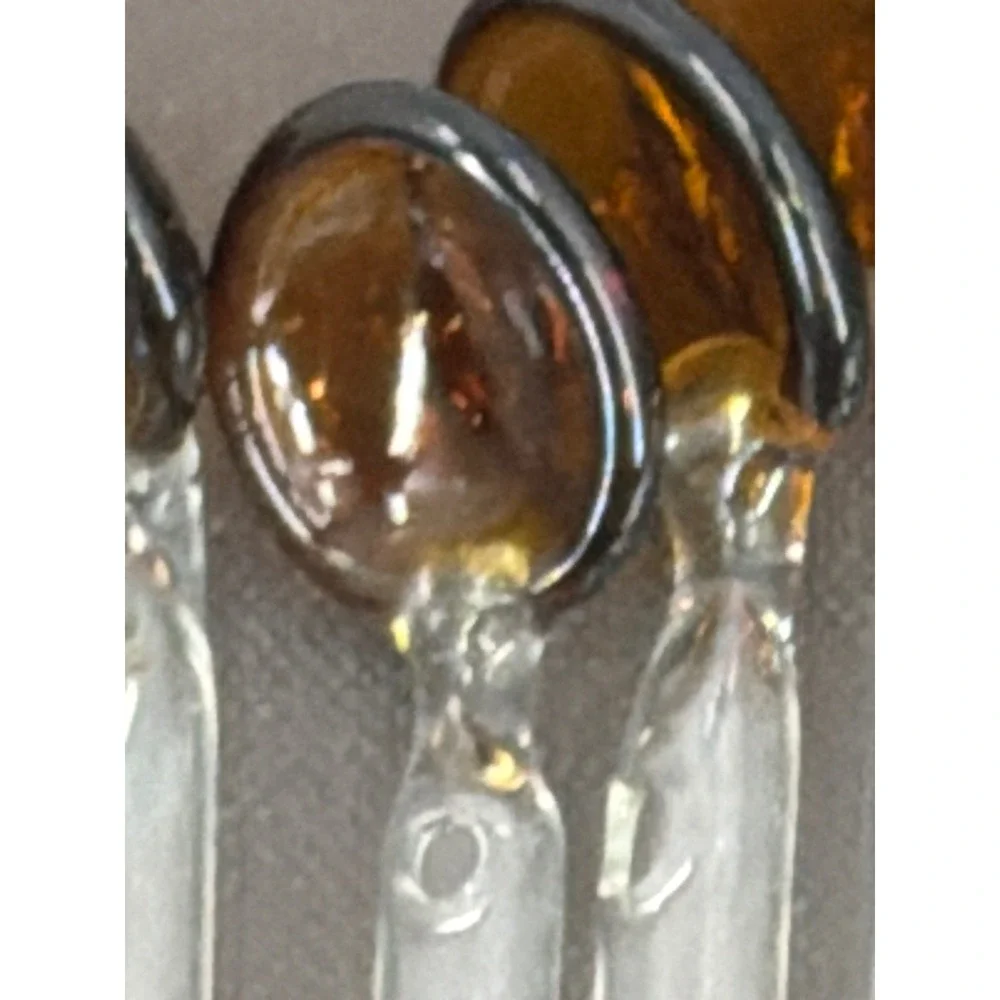 11 Vintage Hand Blown Glass Swizzle Straw Stirrers Amber Green Spoon Top